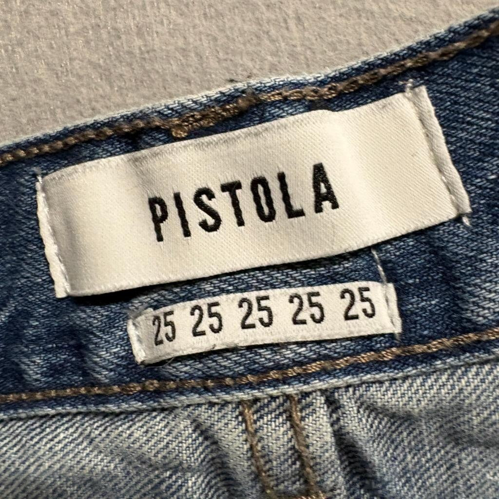 Pistola Distressed Straight Leg Jeans Womens Size 25 Blue Denim Ripped