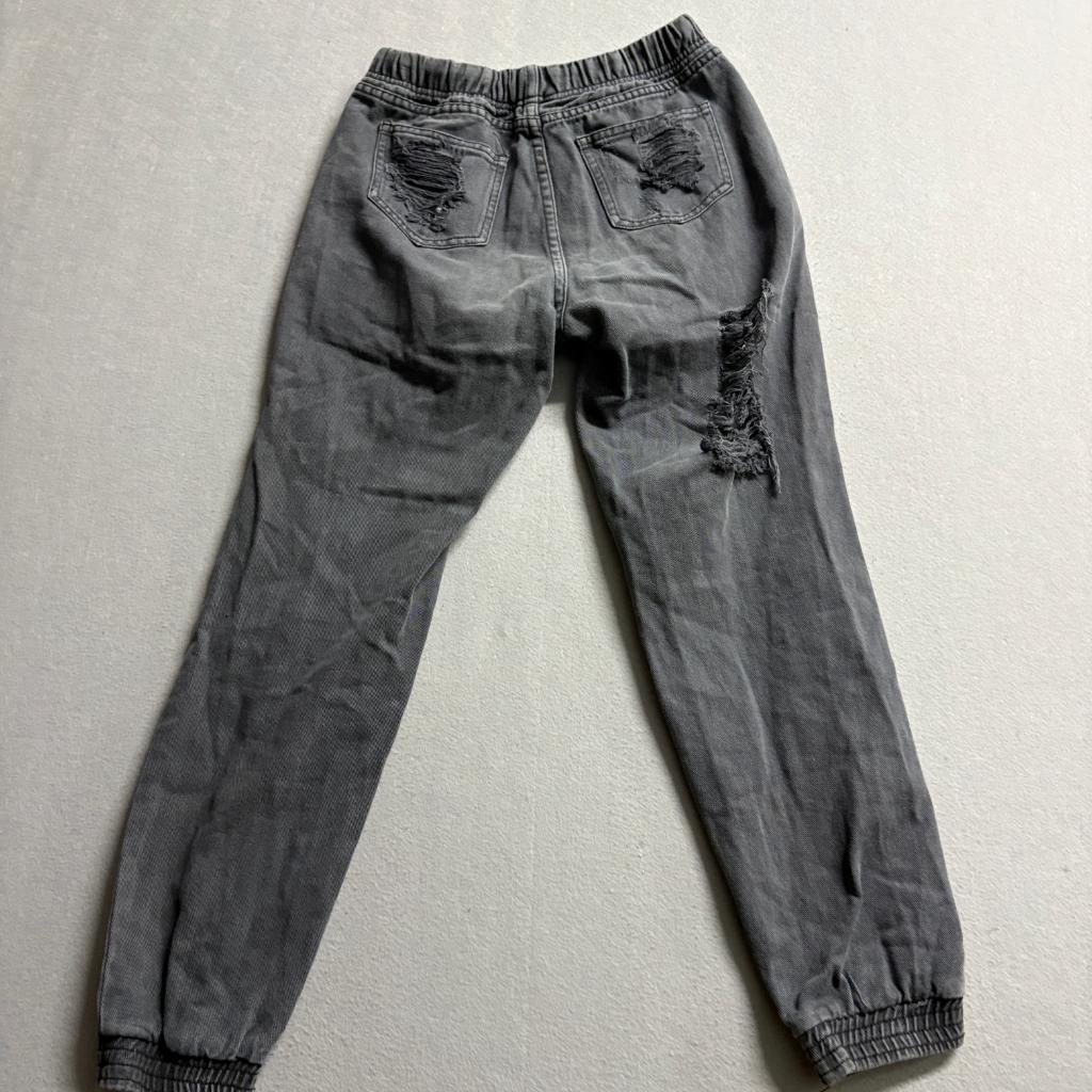 Supré Denim Distressed Jogger Jeans Womens Size 6 Gray Acid Wash Elastic Waist