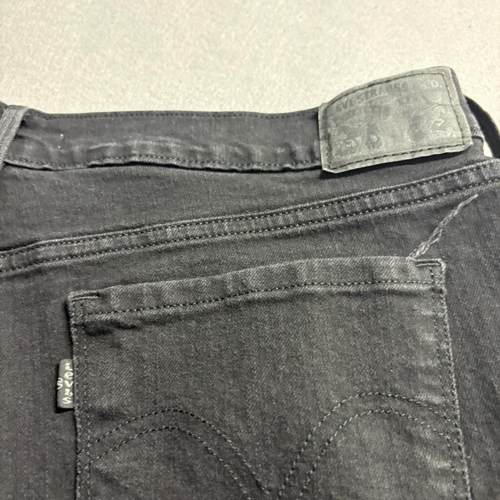 Levis 505 Straight Jeans Womens 16M Black Denim Stretch Pants W33 L32