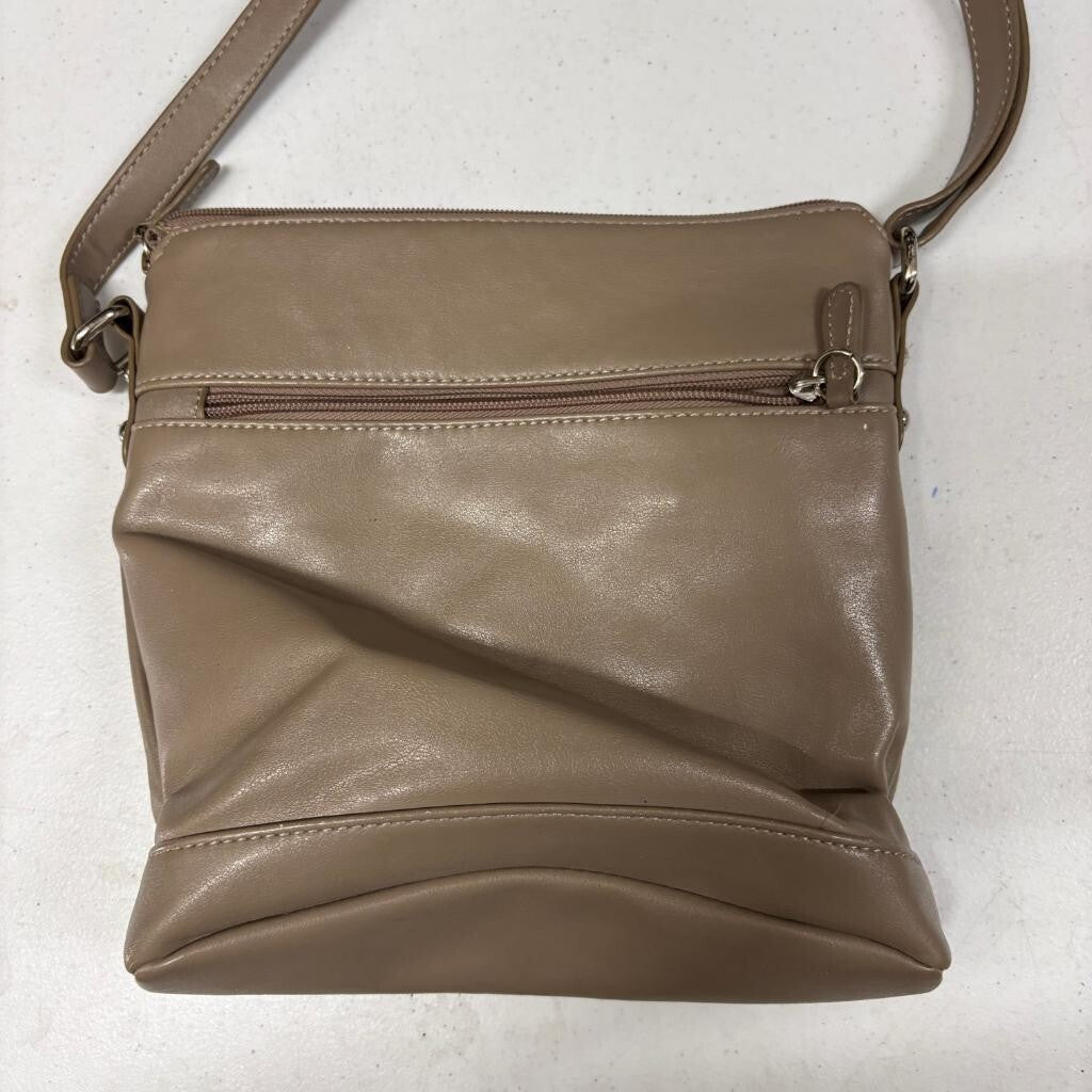 Giani Bernini Taupe Leather Crossbody Bag Womens Medium Shoulder Purse