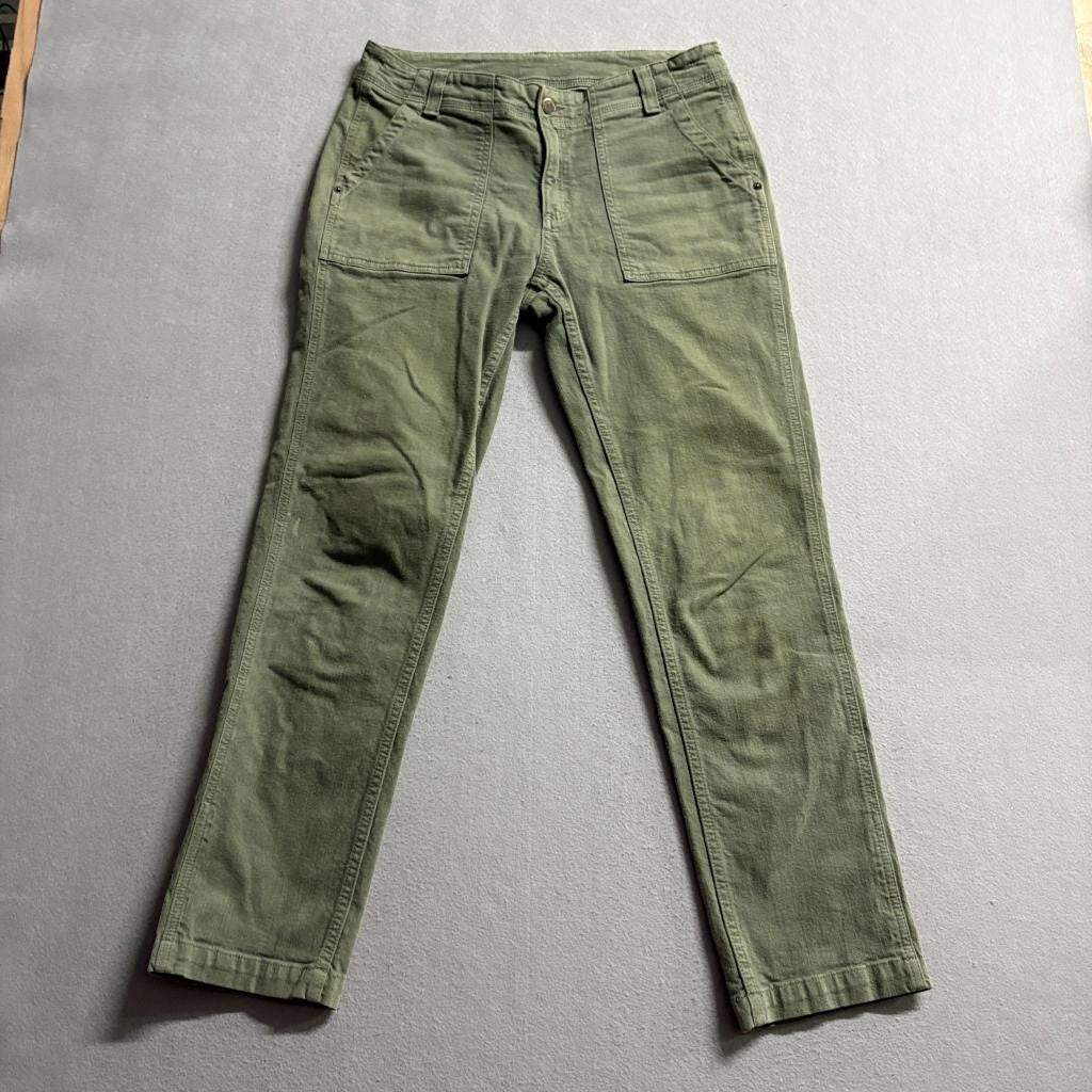 L.L. Bean Utility Pants Womens 6 Reg Green Stretch Cotton Blend Straight Leg