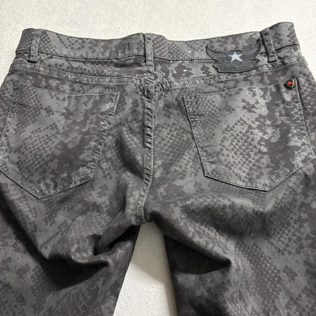 Andrew Charles Womens Snakeskin Print Jeans Size 28 Gray Black Stretch Skinny