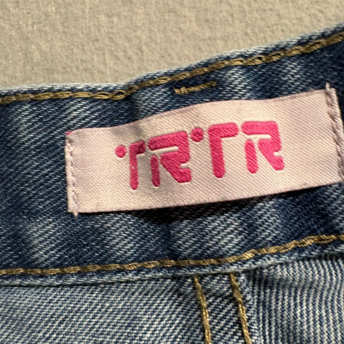 TRTR Wide Leg Jeans Womens Size 0 Blue Denim High Rise Distressed Hem Y2K