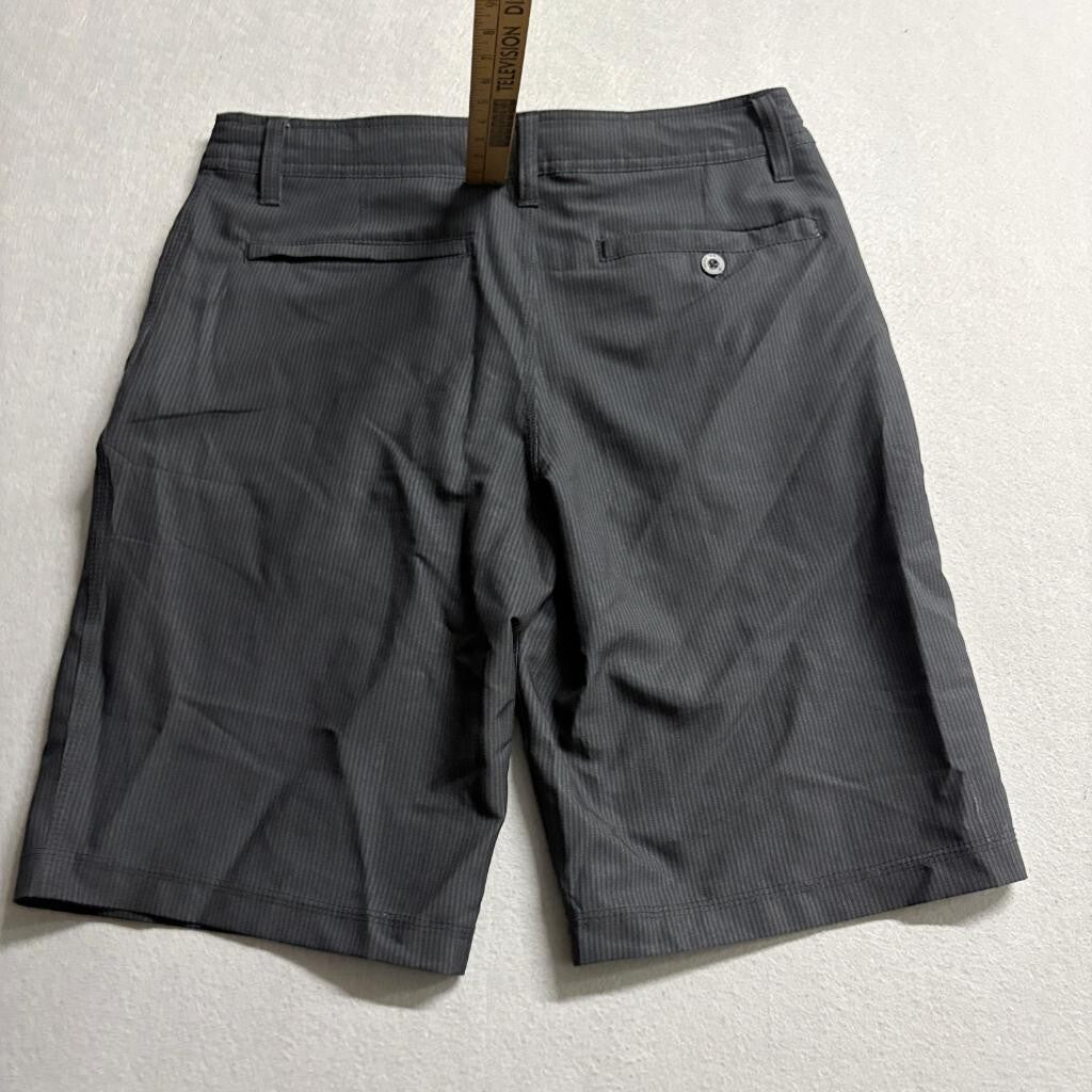 Hang Ten Hybrid Board Shorts Mens 30 Gray Striped Stretch Swim Surf Walk Shorts