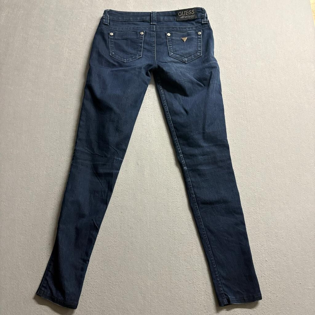 Guess Power Skinny Jeans Womens 26 Dark Wash Blue Denim Stretch Low Rise