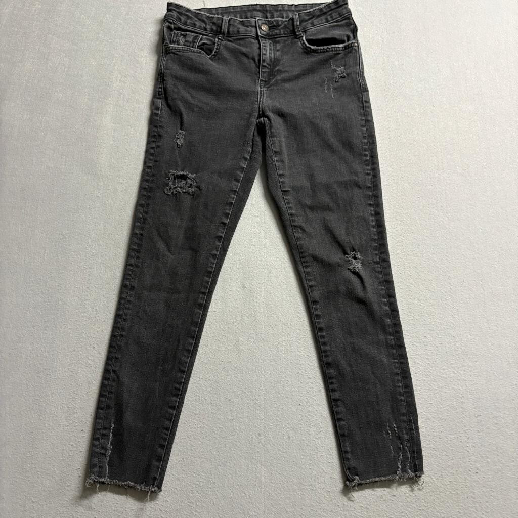 1975 Basic Dept Denim Womens Distressed Skinny Jeans Gray Size 28 Raw Hem
