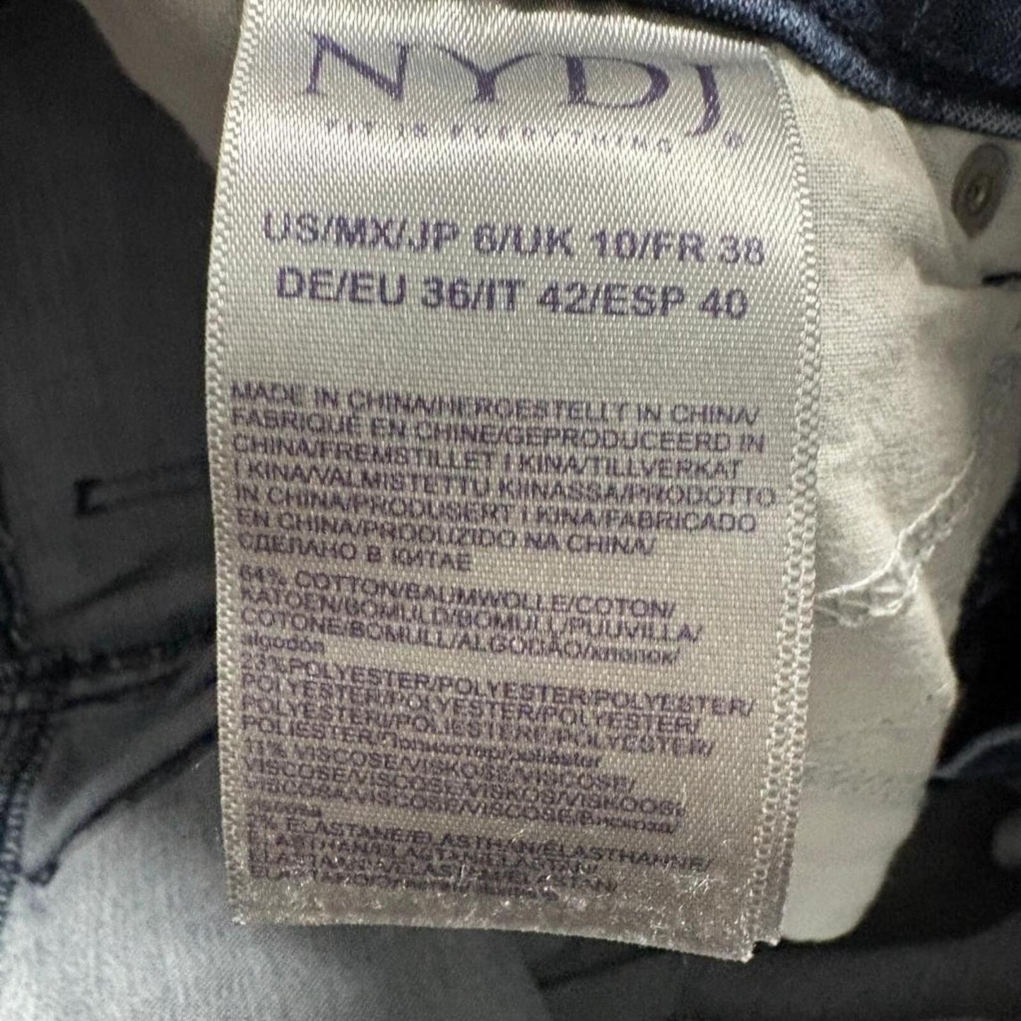 NYDJ Sheri Slim Jeans Womens 6 Blue Denim Lift Tuck Stretch Straight Leg