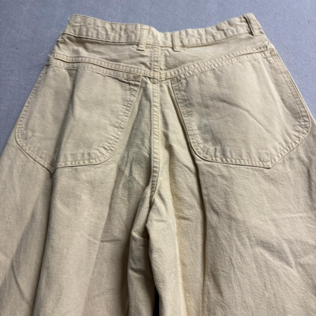Vintage Takabo Jeans Womens 9 Beige Cotton High Rise Pleated Mom Tapered Leg