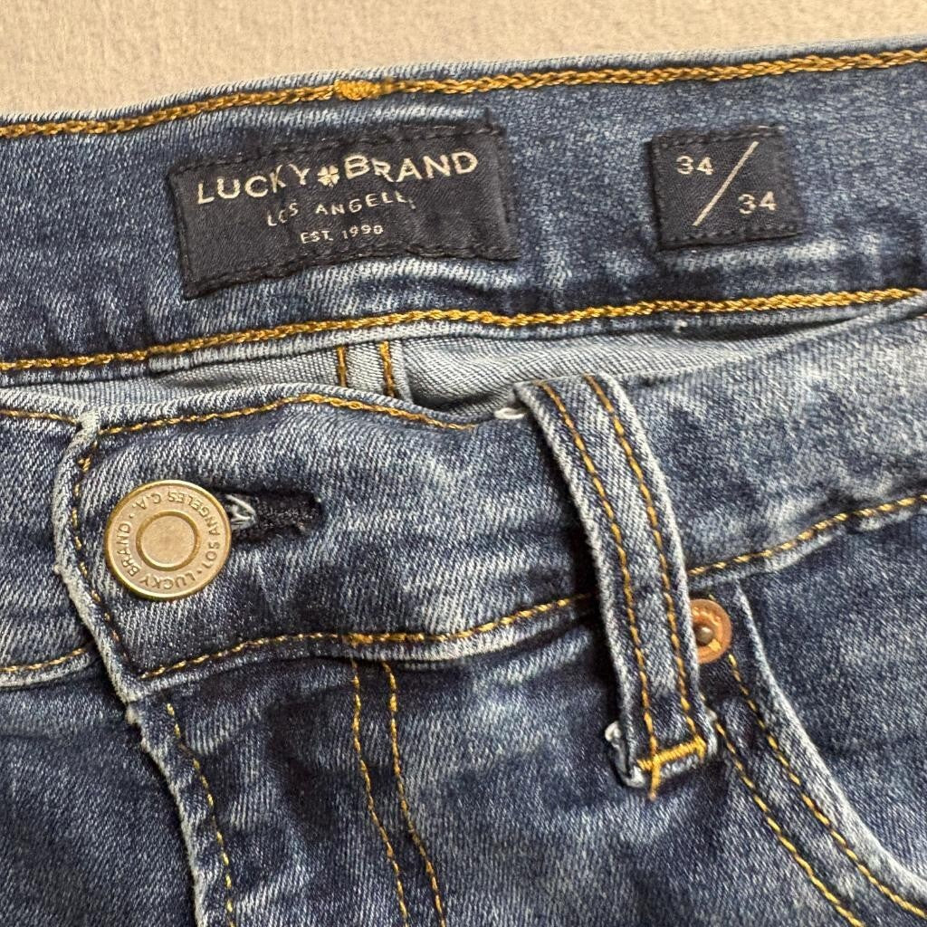 Lucky Brand 410 Athletic Straight Jeans Mens 34x34 Blue Denim Stretch Pants