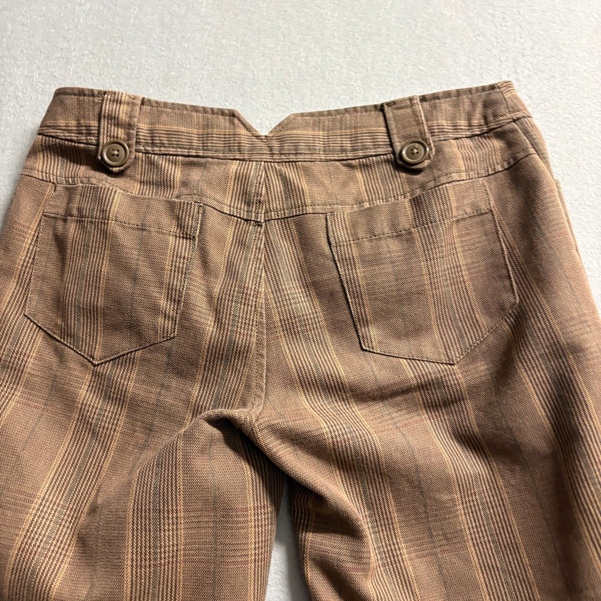 Old Navy Womens Size 6 Brown Plaid Crop Capri Pants Cuffed Low Rise Y2K