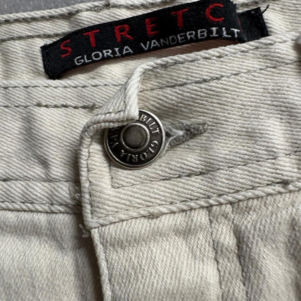 Gloria Vanderbilt Stretch Jeans Womens 10 Petite Beige Denim High Rise Straight
