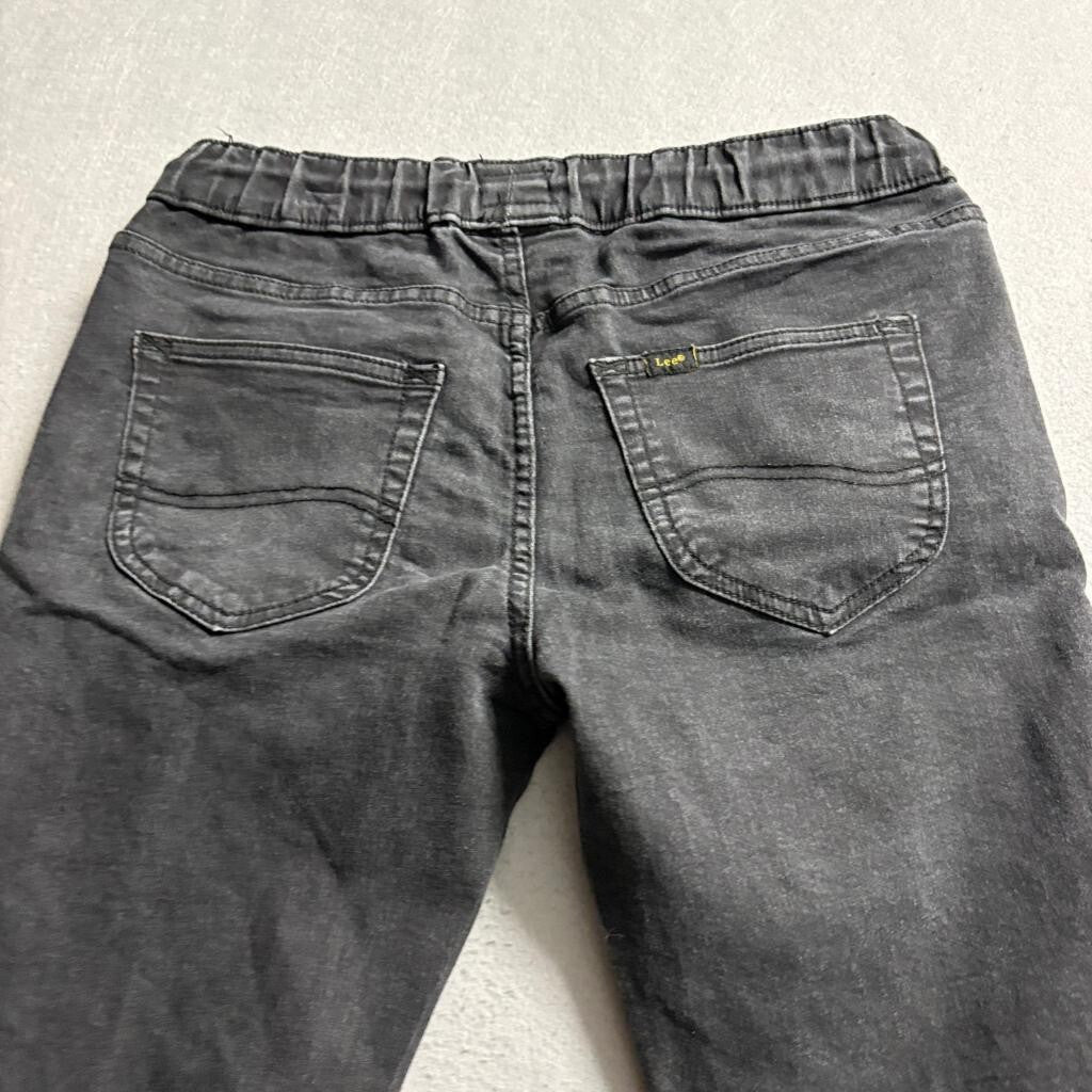 Lee Boys Jeans Size L 14/16 Black Denim Elastic Waist Drawstring Stretch