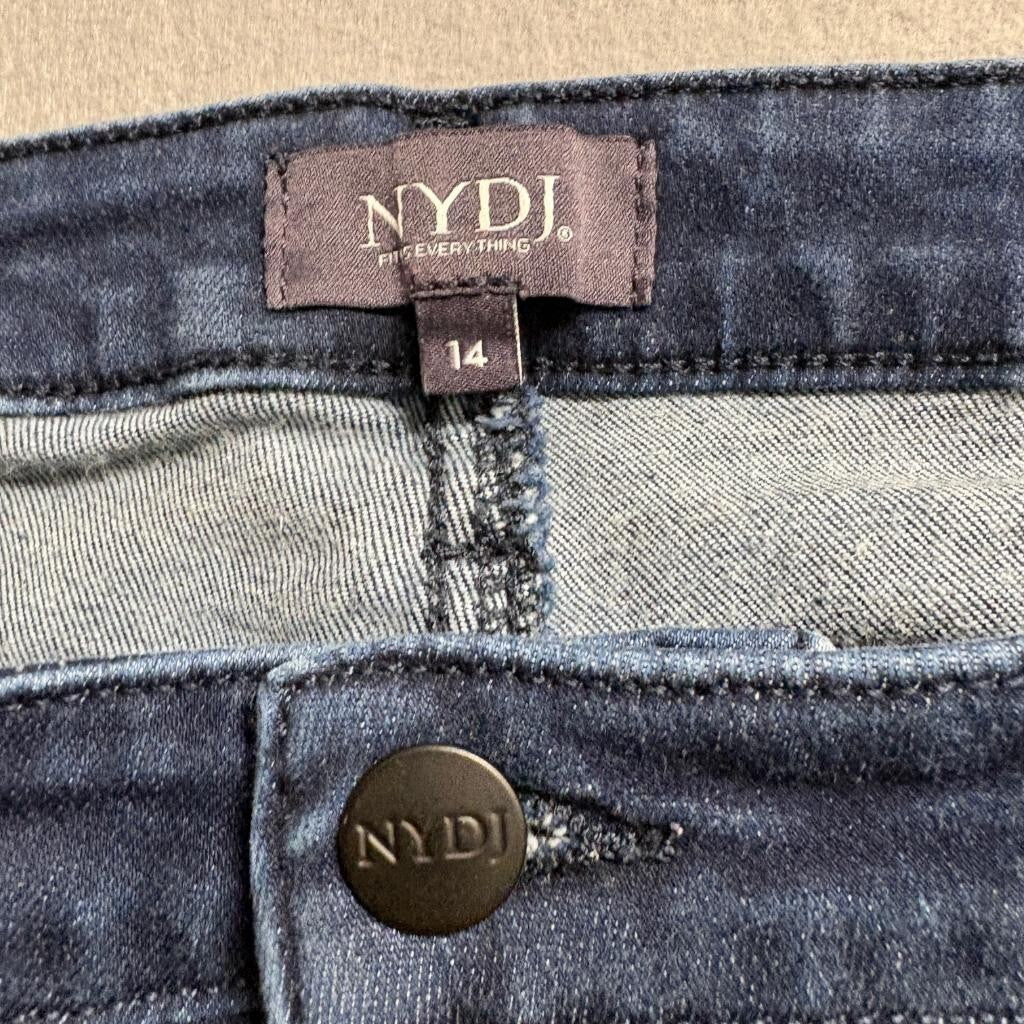 NYDJ Sheri Slim Jeans Womens 14 Dark Wash Blue Denim Lift Tuck Stretch