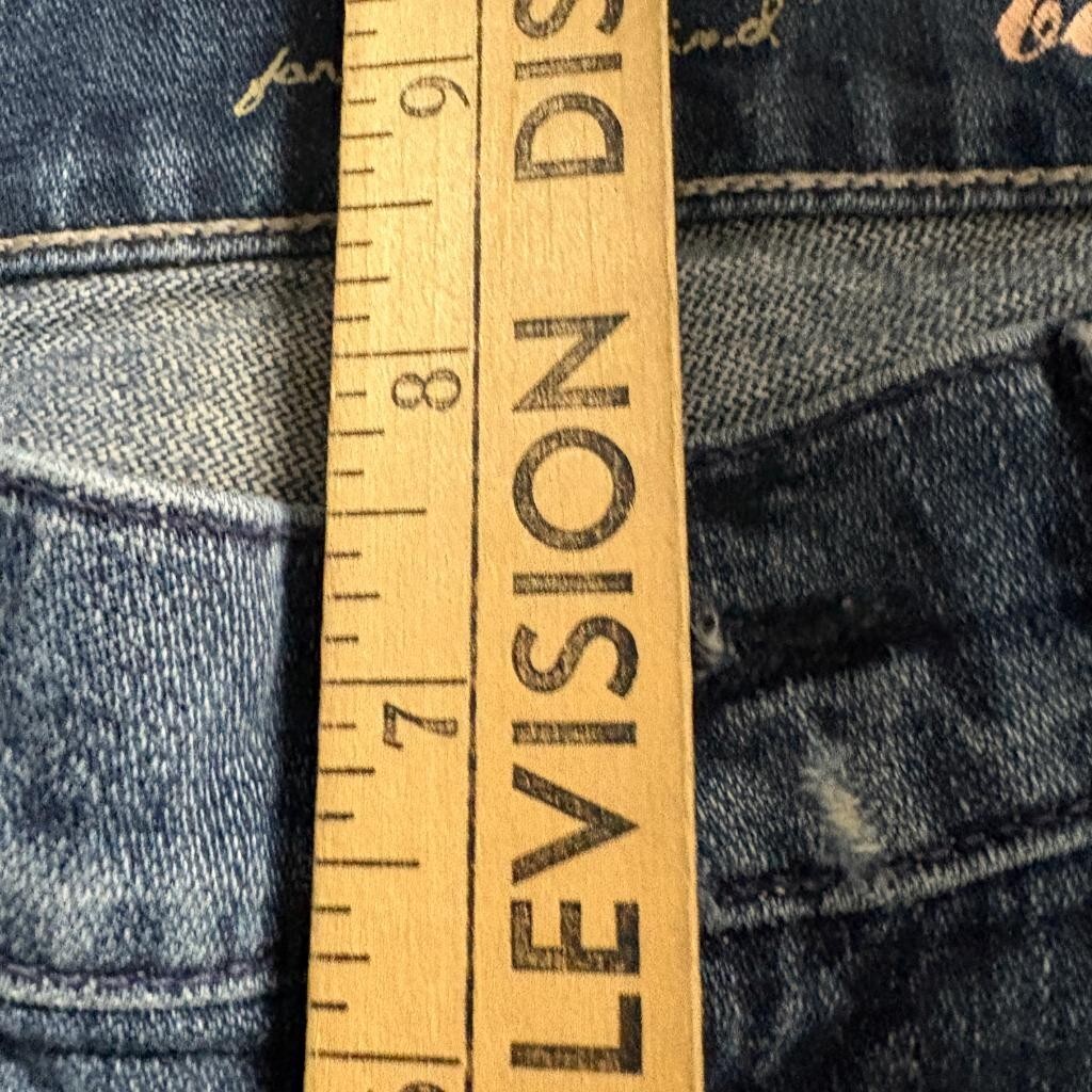 7 For All Mankind Bootcut Jeans Womens 28 Distressed Raw Hem Blue Denim Stretch