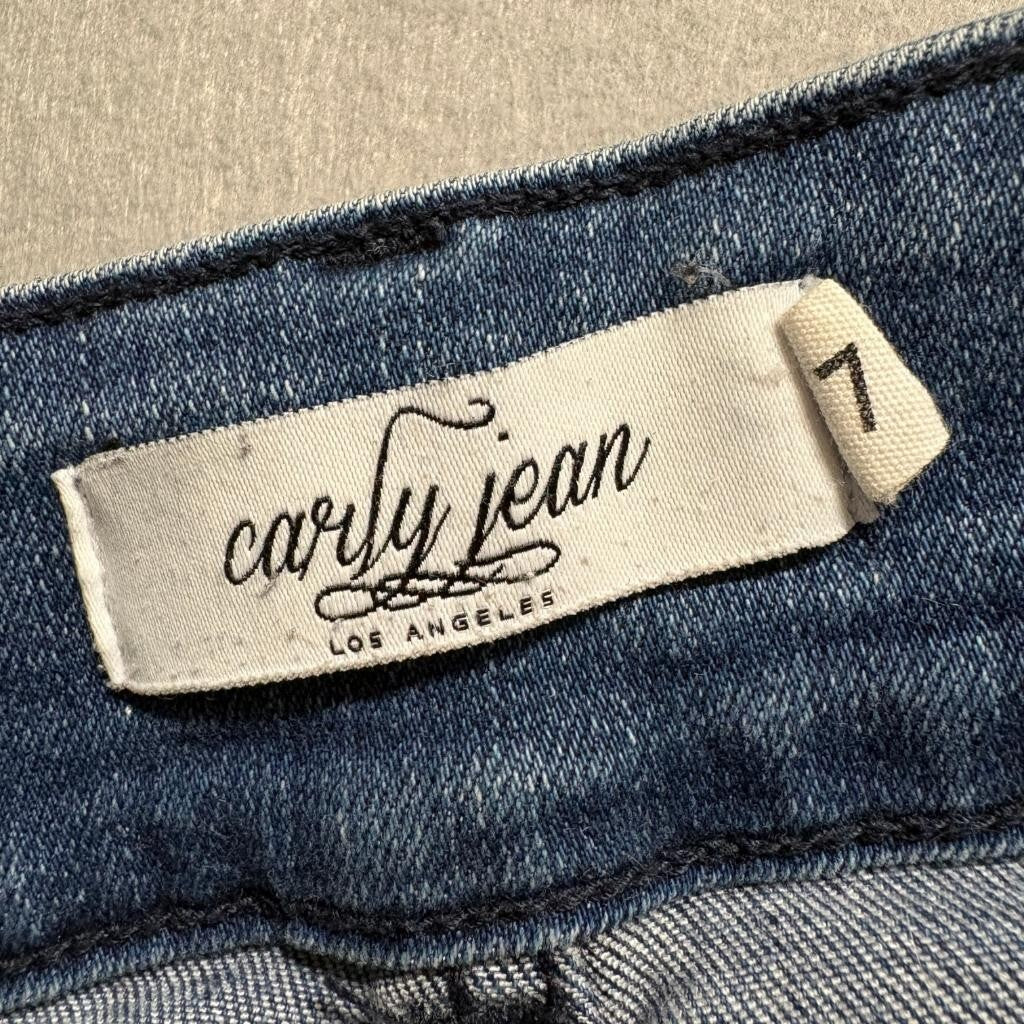 Carly Jean Los Angeles Faye Flare Jeans Womens Size 7 Blue Denim High Rise