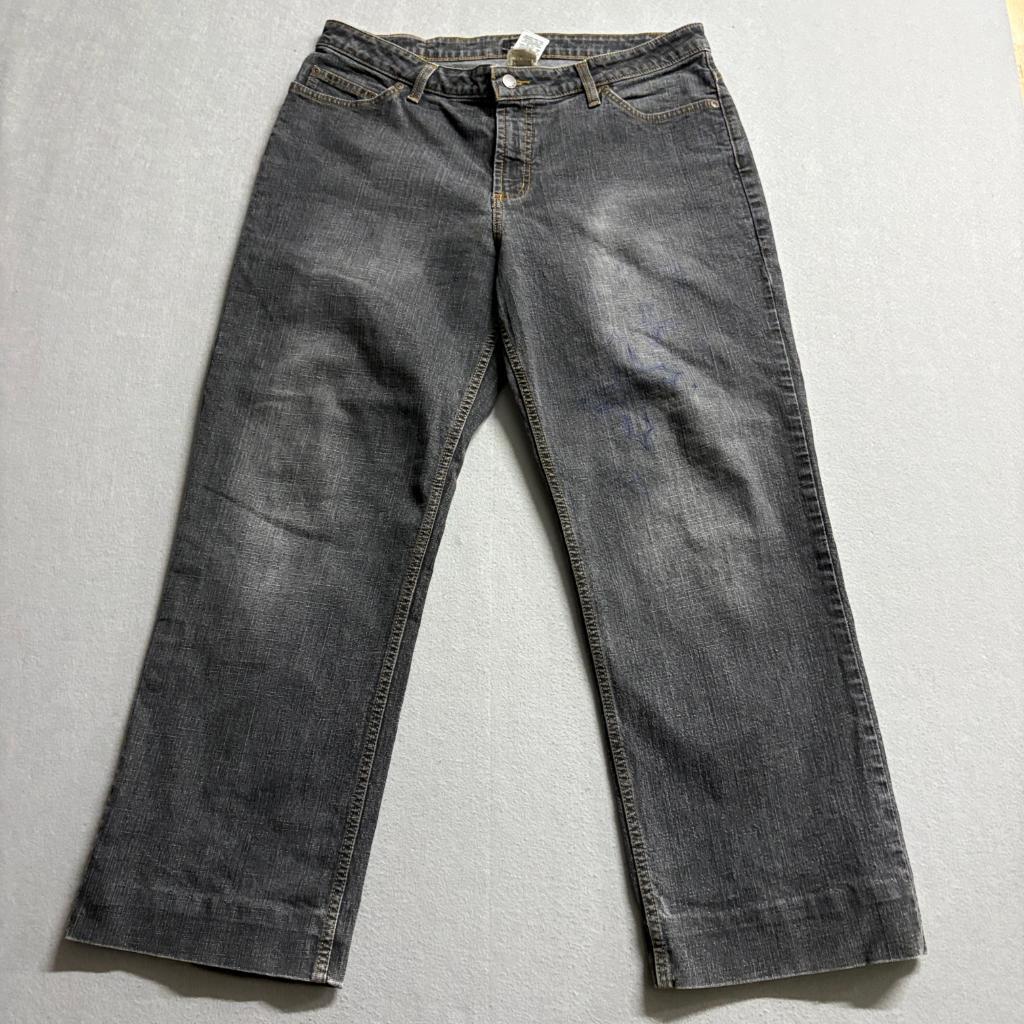 Mossimo Stretch Jeans Womens Size 14 Gray Denim Crop Wide Leg Mid Rise