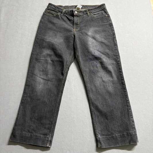 Mossimo Stretch Jeans Womens Size 14 Gray Denim Crop Wide Leg Mid Rise