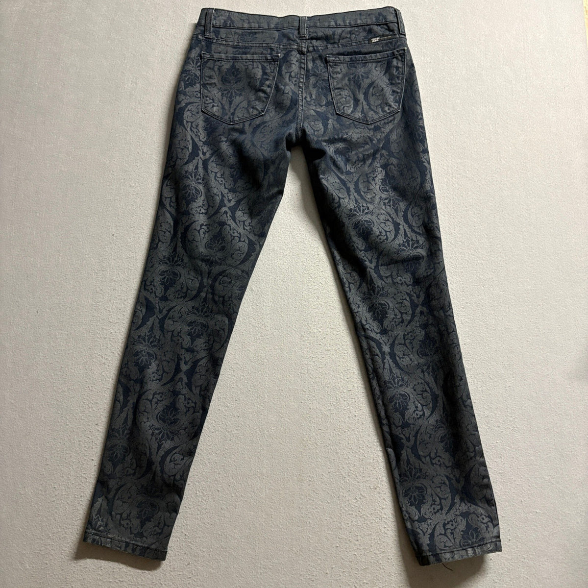 KanCan Jeans Womens Size 7 Skinny Floral Damask Printed Blue Denim Made in USA