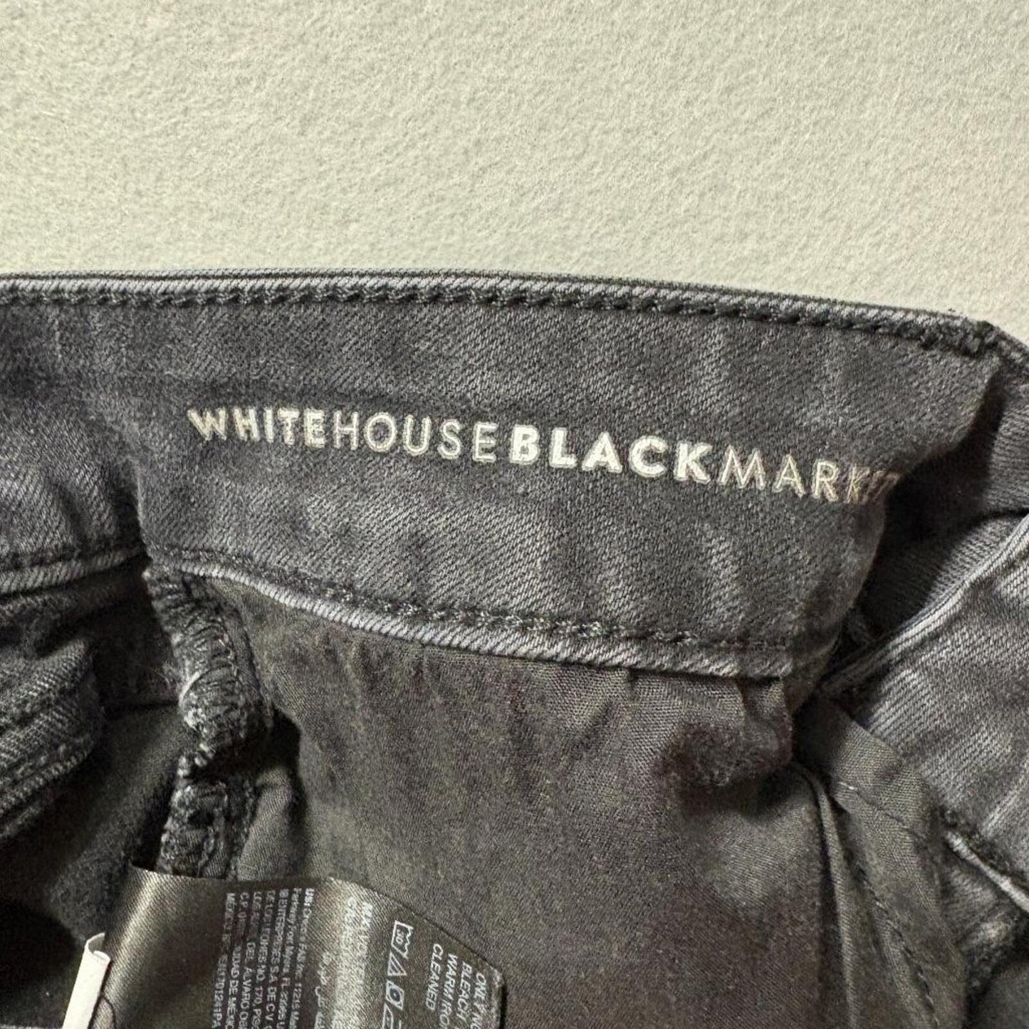White House Black Market Jeans Womens 4L Black Straight Crop Embroidered Hem