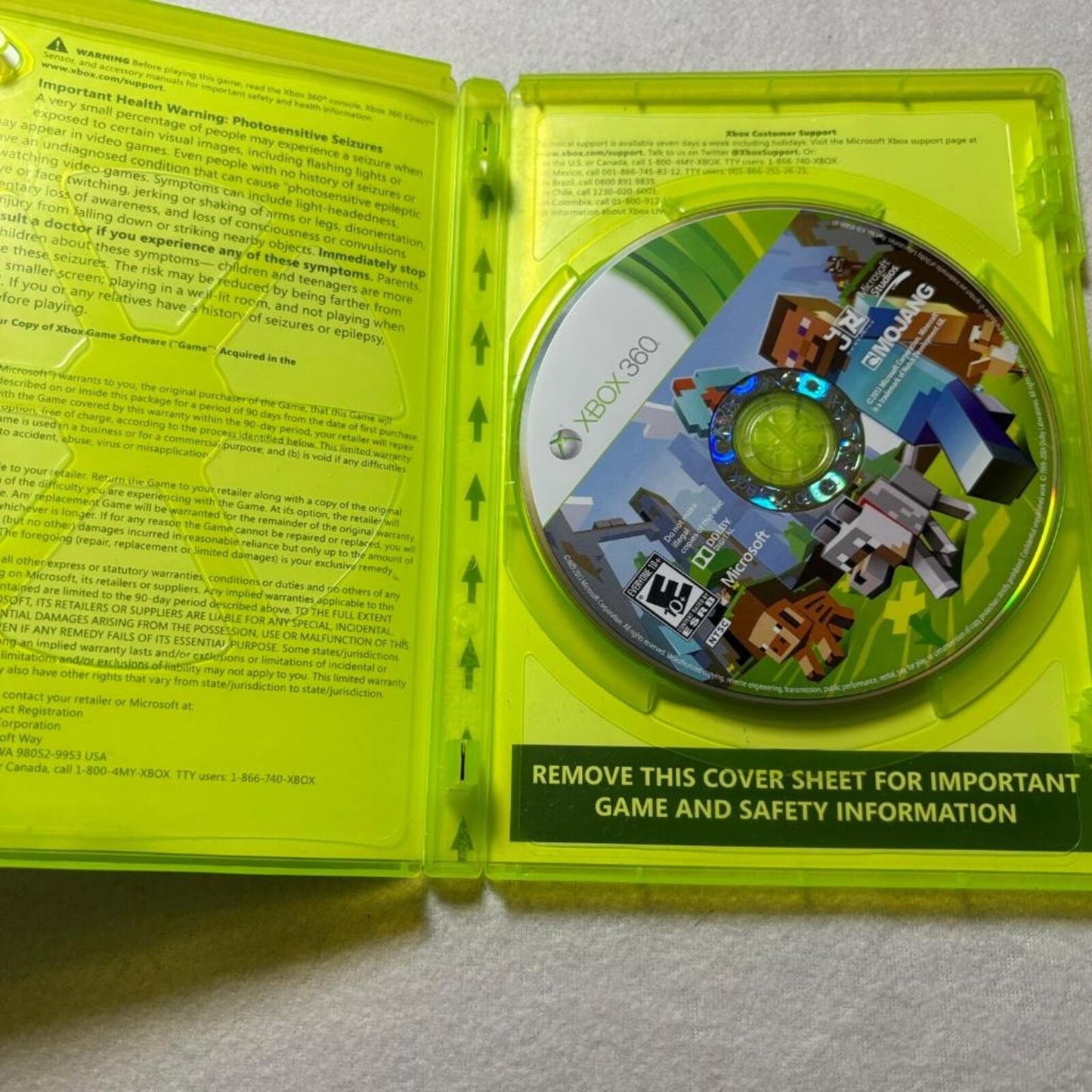 Minecraft Xbox 360 Edition Microsoft Mojang Game Disc and Case Tested