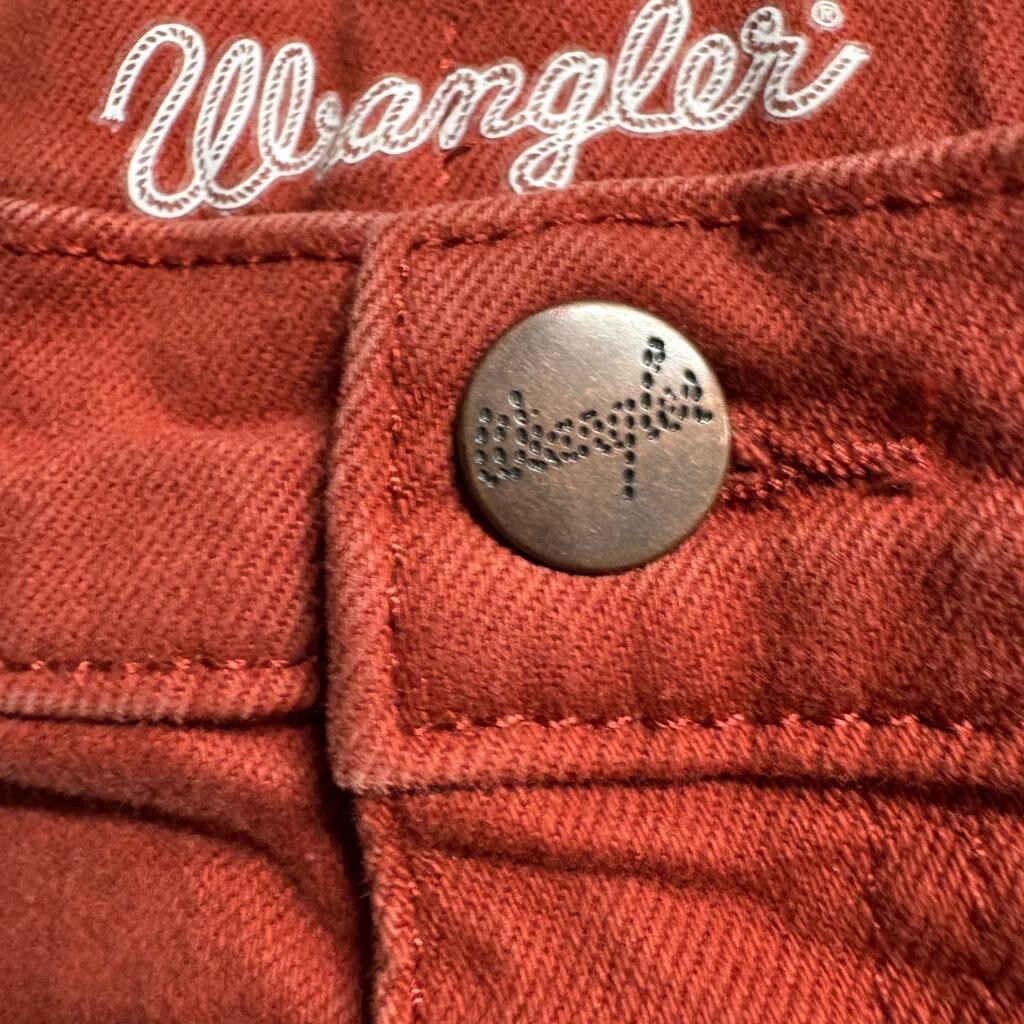 Wrangler Bootcut Jeans Girls Size 16 Regular Rust Orange Red Stretch Denim