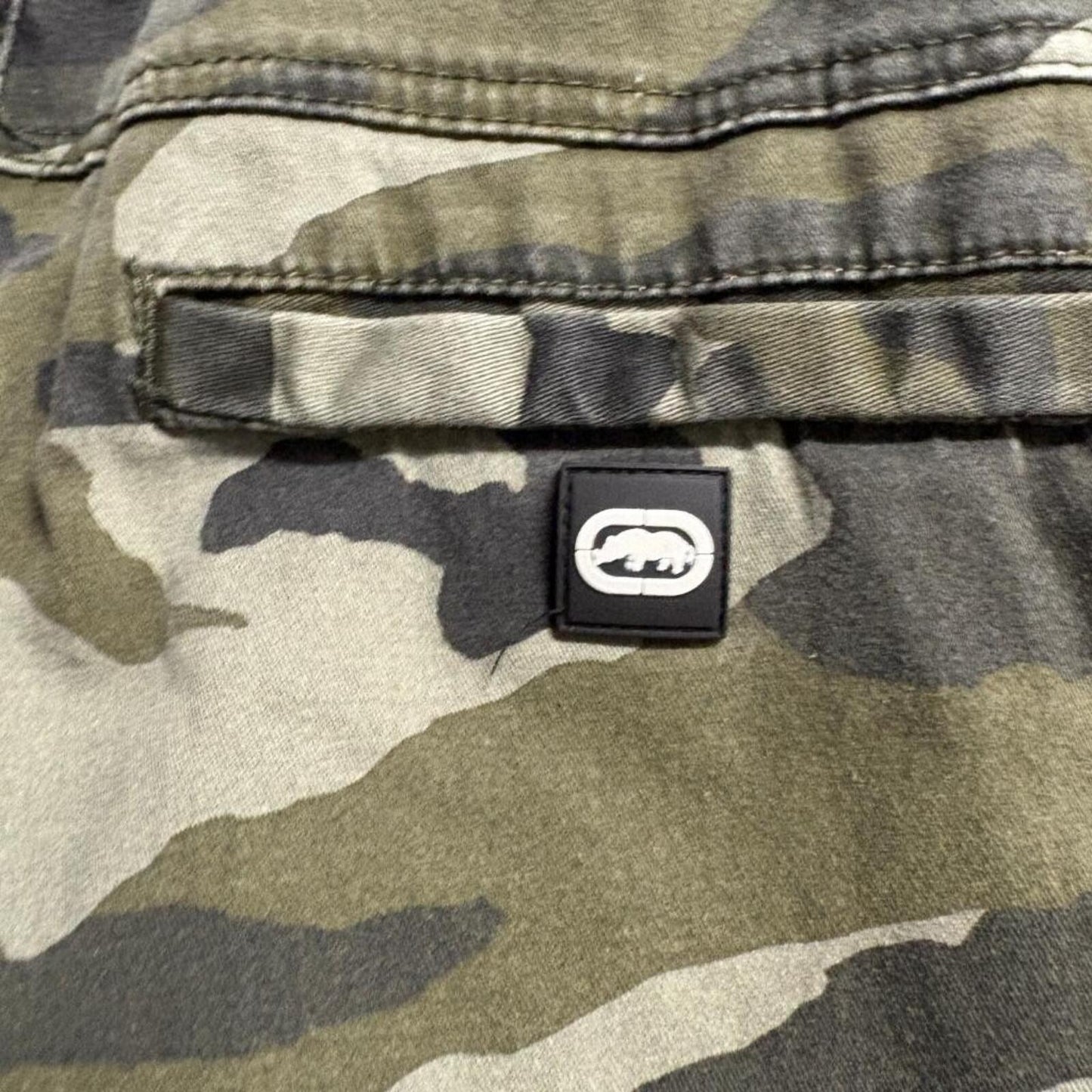 Ecko Unltd Mens Large Camo Jogger Pants Green Camouflage Elastic Waist Cotton
