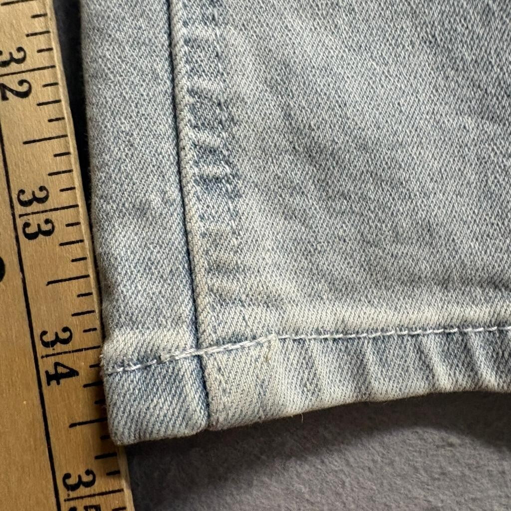 Encrypted Distressed Jeans Mens 34 Light Wash Ripped Graphic Patch Denim