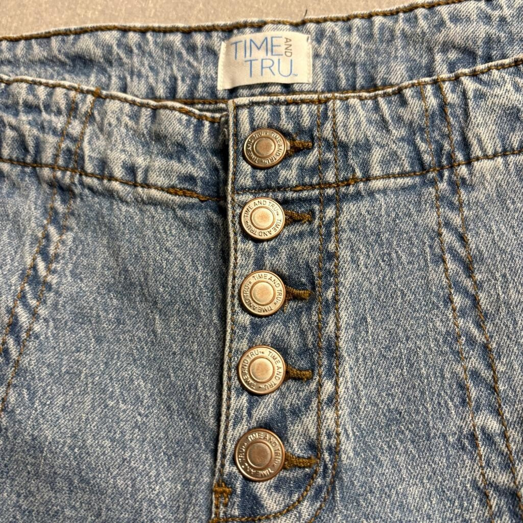 Time and Tru Wide Leg Jeans Womens Size 6 Blue Denim Button Fly High Rise