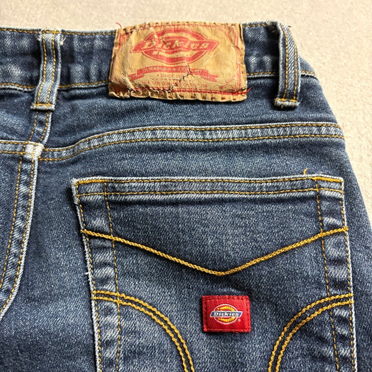 Dickies Womens Denim Jeans Size 5 Blue Medium Wash Straight Leg Work Casual