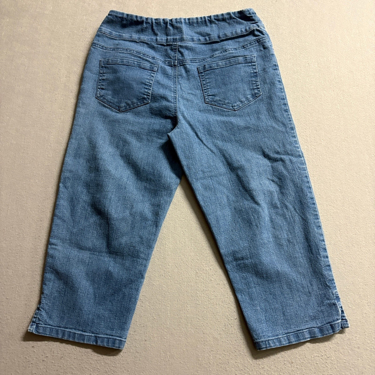 Blair Womens Pull On Denim Crop Pants Size 10 Blue Stretch Elastic Waist Capris