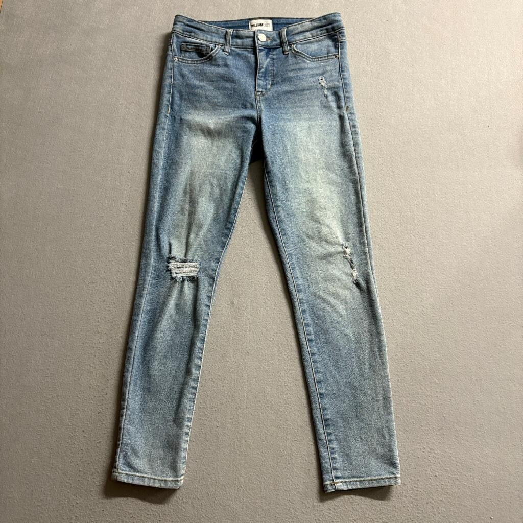William Rast High Rise Ankle Skinny Jeans Womens 26 Distressed Blue Denim