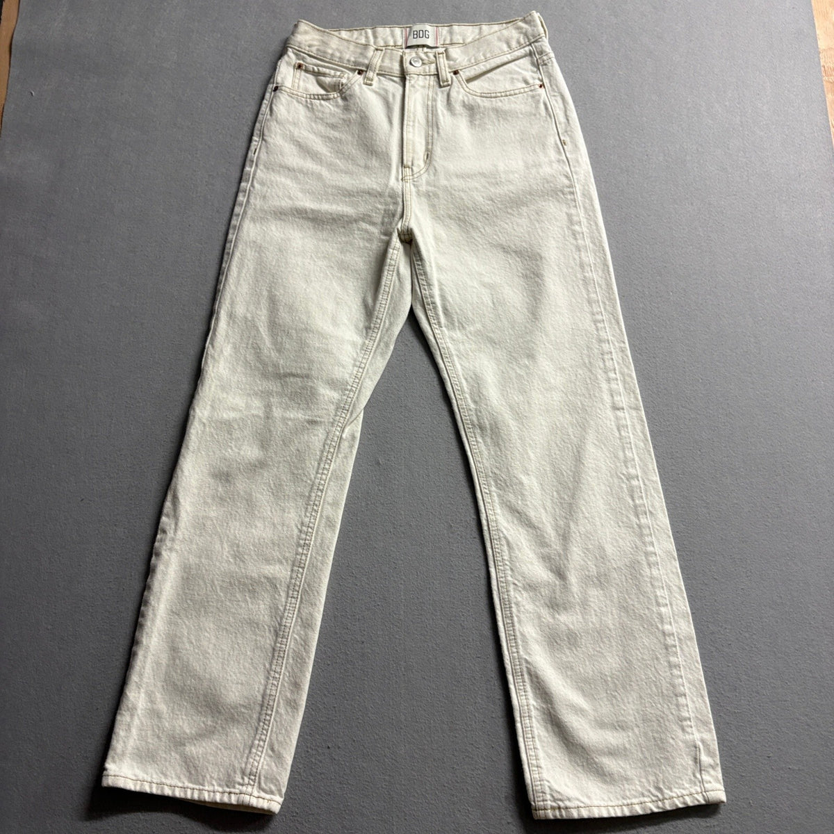 BDG Cowboy Jeans Womens 28 Off White Cream Denim High Rise Straight Leg