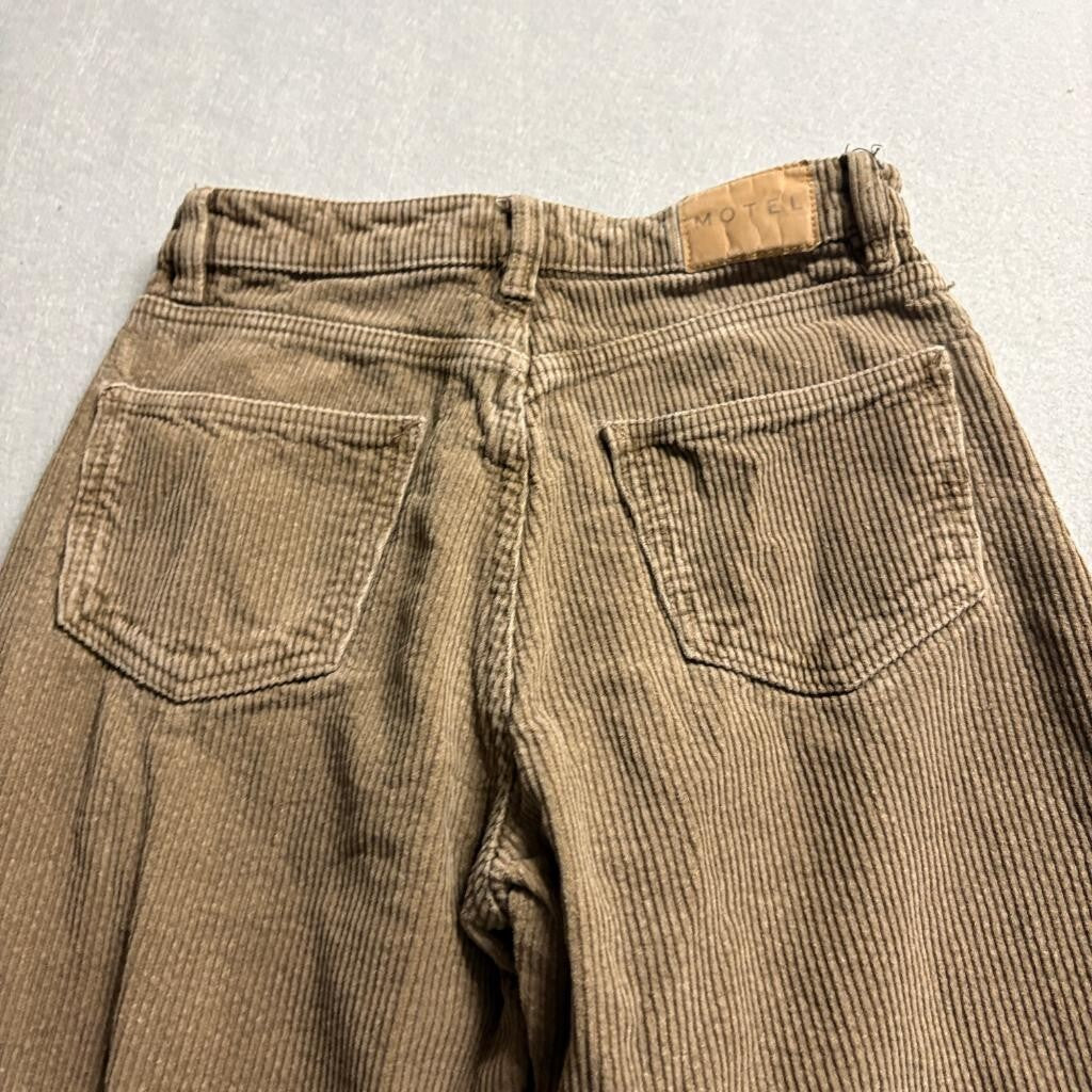 Motel Rocks Corduroy Pants Womens XXS Brown Wide Leg High Rise 100% Cotton