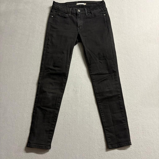 Levi's 711 Skinny Ankle Jeans Womens Size 25 Black Stretch Denim