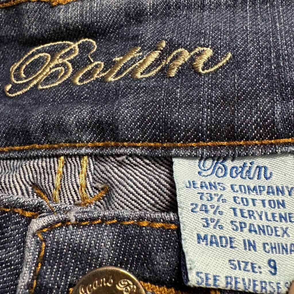 Botin Jeans Company Womens Size 9 Blue Denim Skinny Jeans Sequin Pockets Stretch