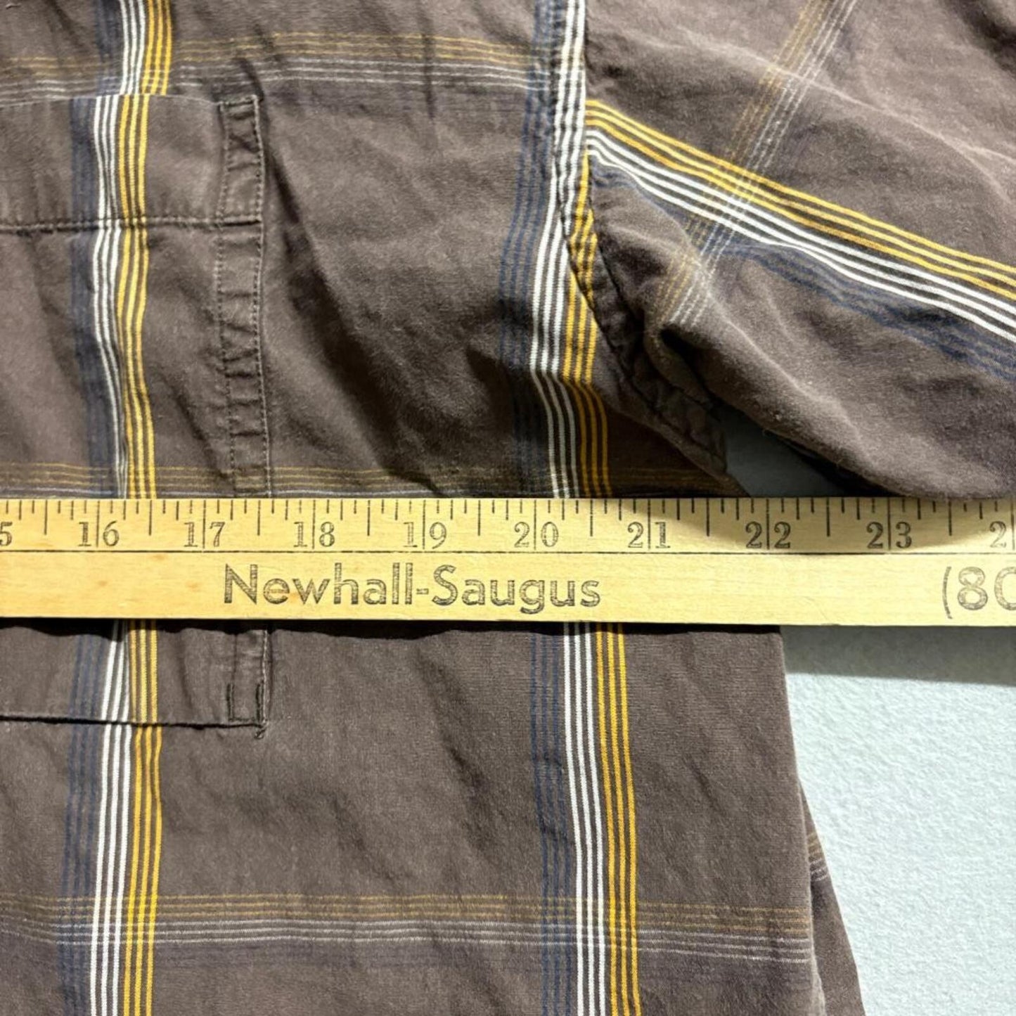 Ecko Unltd Mens XL Brown Striped Short Sleeve Button Up Woven Cotton Shirt Y2K