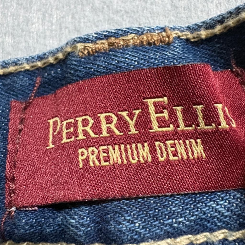 Perry Ellis Premium Denim Jeans Mens 34x30 Blue Stretch Straight Leg