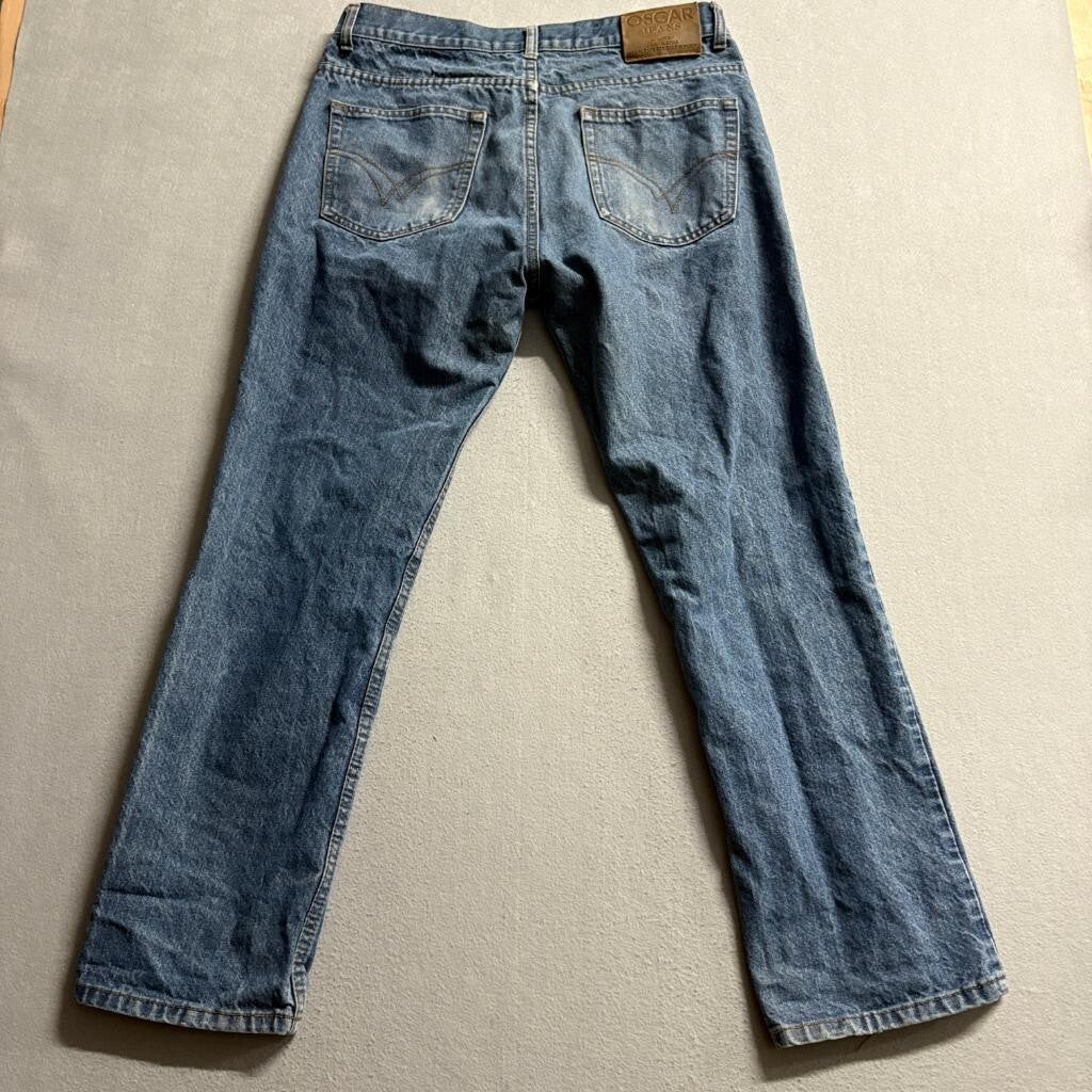 Oscar Jeans Selected Mens 36x30 Blue Denim Straight Leg 100% Cotton Jeans