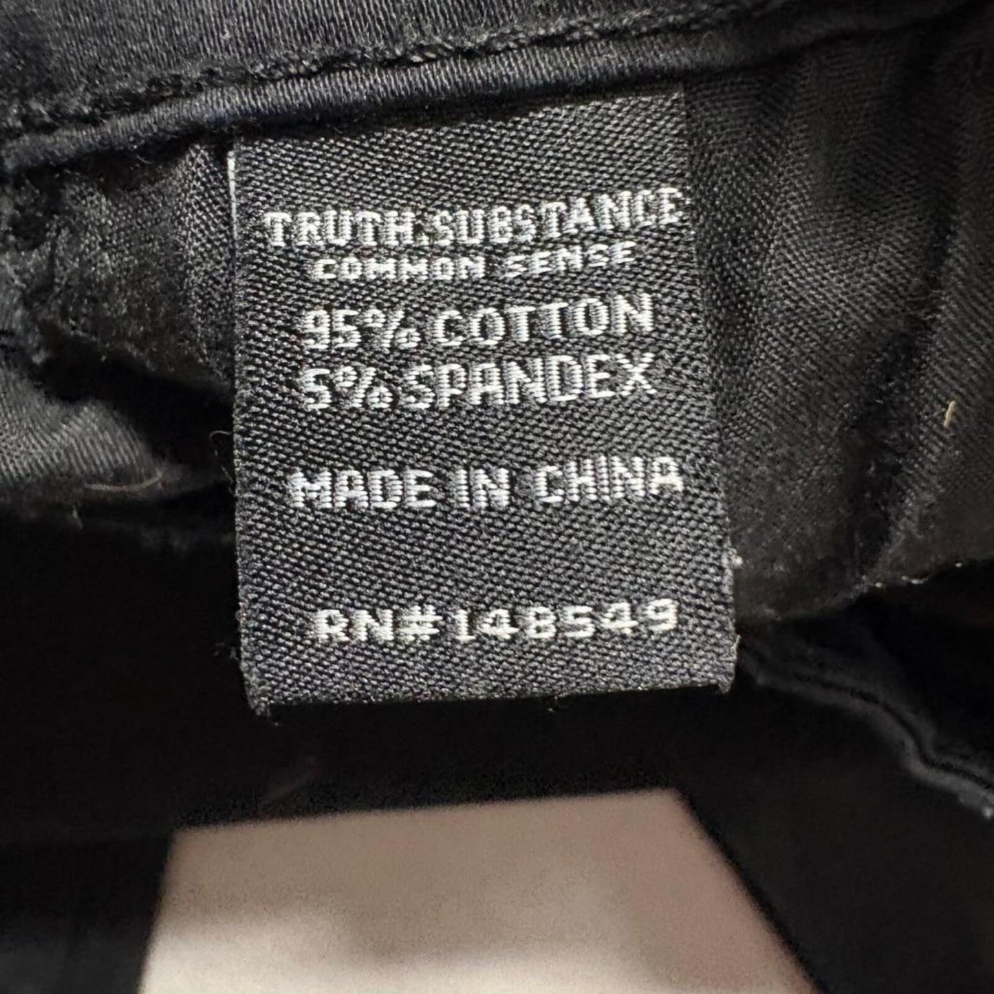 Truth Substance Common Sense Pants Mens 34x32 Black Cotton Blend Stretch Chino