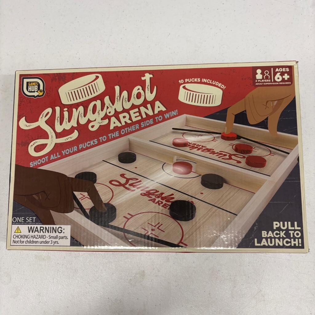 Games Hub Slingshot Arena Wooden Fast Sling Puck Game 2 Player Kids Adults