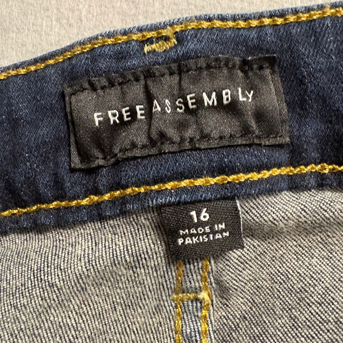 Free Assembly Skinny Jeans Womens 16 Dark Wash Blue Stretch Denim High Rise