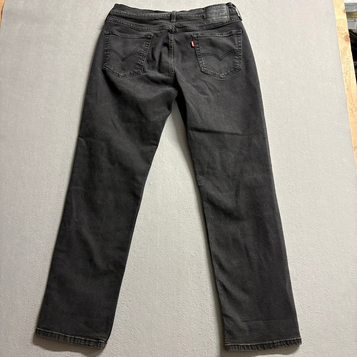 Levi's 514 Straight Fit Black Denim Jeans Mens W34 L32 Dark Wash Stretch