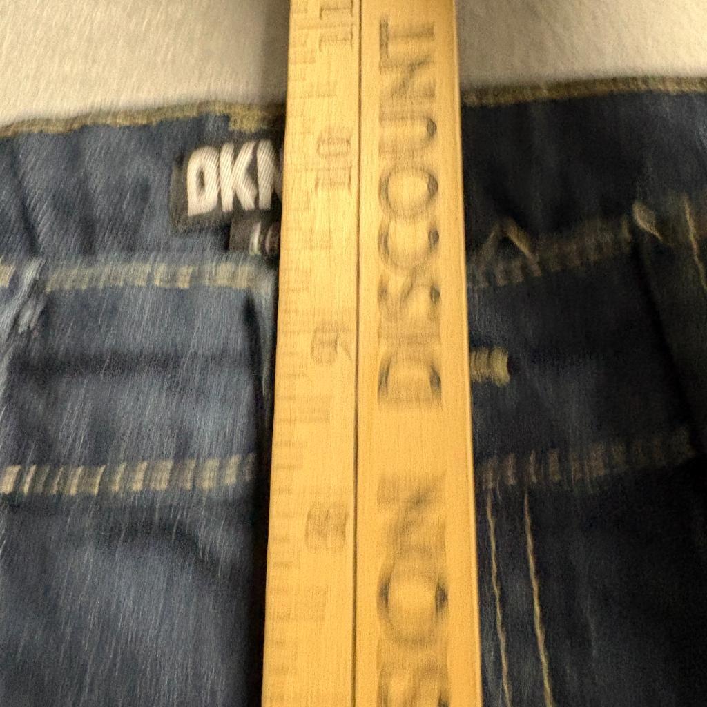DKNY Girls Jeans Size 16 Blue Denim Raw Hem Straight Leg Stretch