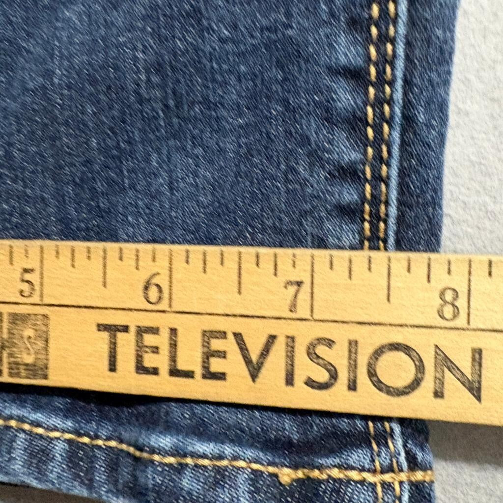 Susan Graver Jeans Womens 6 Blue Denim Pull On Sailor Button Crop Capri Pants