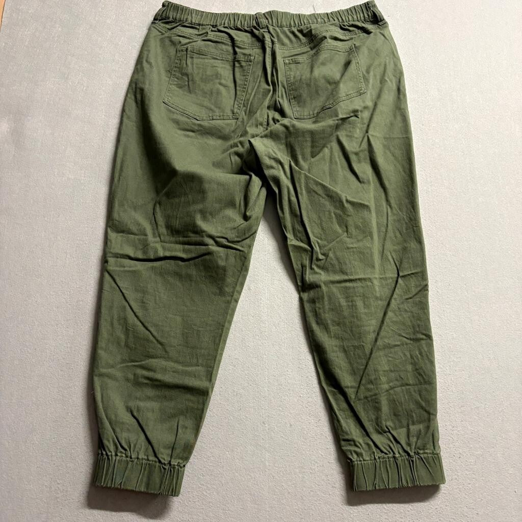 No Boundaries Joggers Womens XXL Green Cotton Blend Elastic Waist Cargo Pants