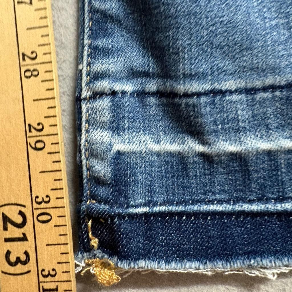 Studio Blue Flare Jeans Womens 29 Blue Denim High Rise Raw Hem Stretch