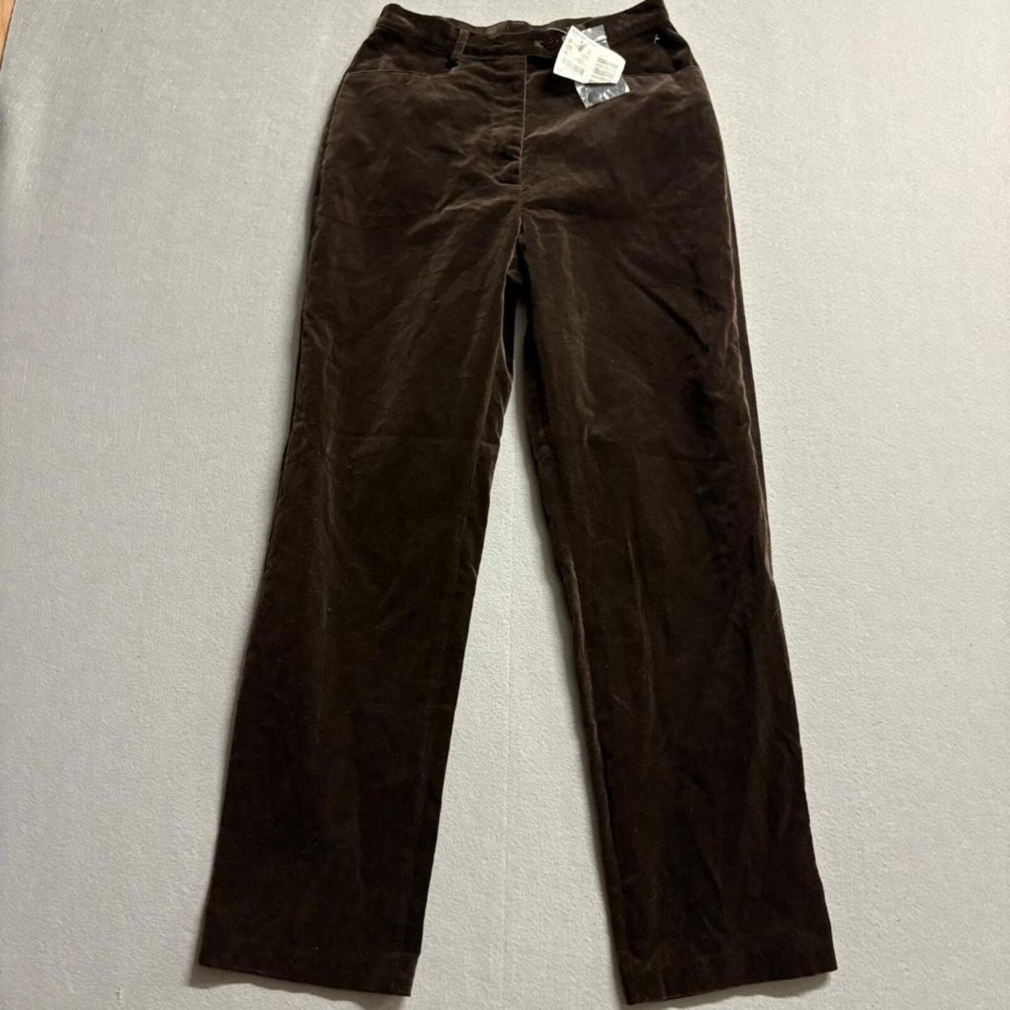 Petite Sophisticate Velvet Pants Womens 4 Brown Cotton Straight Leg Vintage NWT