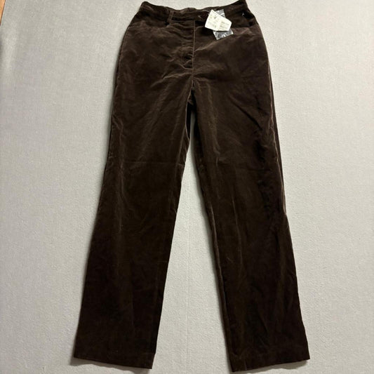 Petite Sophisticate Velvet Pants Womens 4 Brown Cotton Straight Leg Vintage NWT