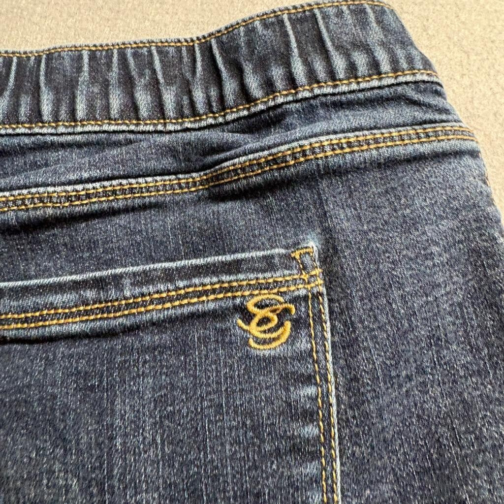 Susan Graver Jeans Womens 6 Blue Denim Pull On Sailor Button Crop Capri Pants