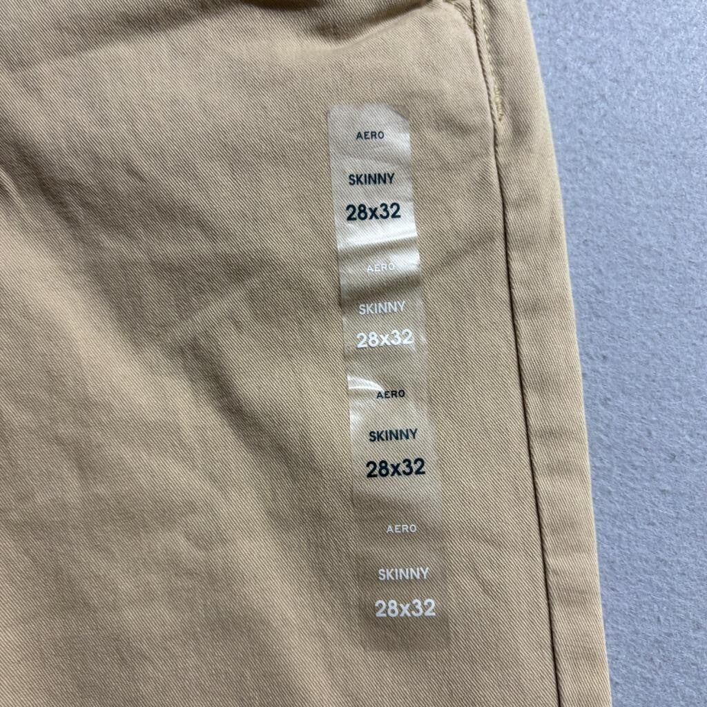 Aeropostale Mens Skinny Chino Pants 28x32 Khaki Tan Cotton Stretch Casual